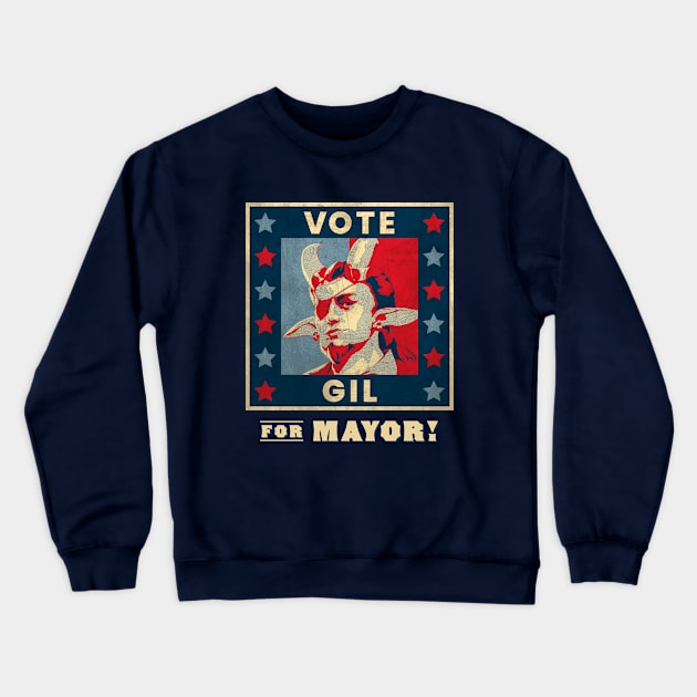 Vote Gil for Mayor Crewneck Sweatshirt by The d20 Syndicate